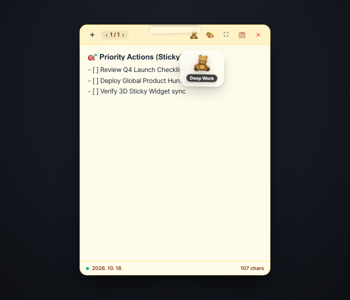 3D Sticky Notes Widget with Realistic Tilt Effect